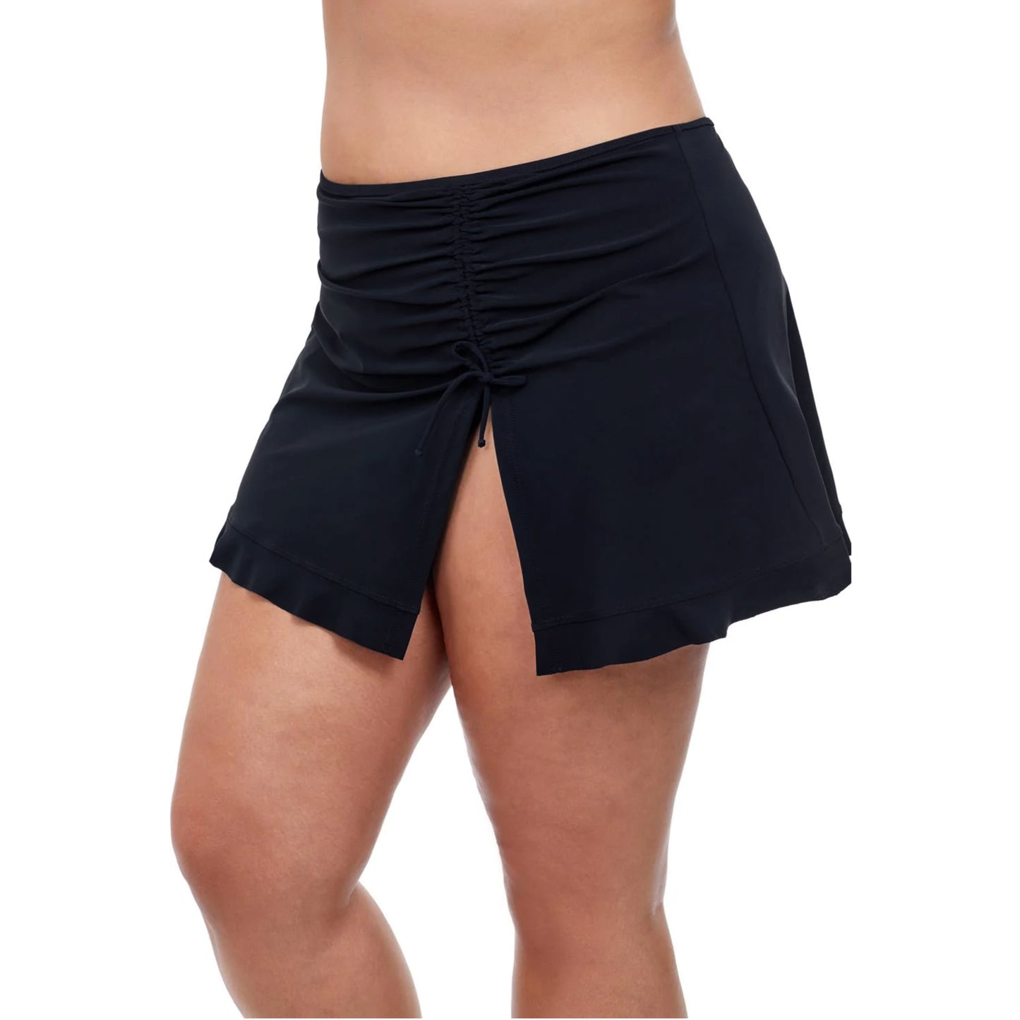 Profile By Gottex Women's Plus Shirred Side Slit Ruffle Trim Beach Skirted Swim Bottom