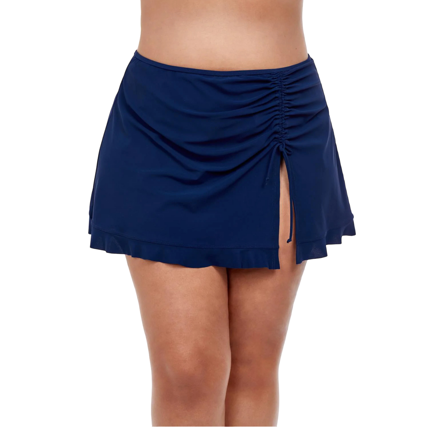 Profile By Gottex Women's Plus Shirred Side Slit Ruffle Trim Beach Skirted Swim Bottom