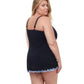 Profile by Gottex Women's Plus V-Neck Ruffle Trim Tempo Swim Dress