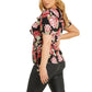 QUIZ Women's Floral Print Surplice Neckline Wrap Blouse Top