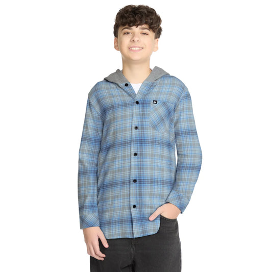 Quiksilver Youth Boys 8-16 Cotton Flannel Fleece Hood Button Up Shirt Jacket