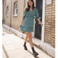 RAE Women's Leopard Print Ruffle Trim Tiered Mini Dress