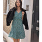 RAE Women's Leopard Print Ruffle Trim Tiered Mini Dress