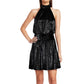 RAMY BROOK Women's Ellin Shimmer Velvet Halter Party Cocktail Mini Dress