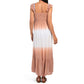 RAVIYA Women's Tie Dye Ombre Hi-low Hem Ruffle Trim Cover-up Maxi Dress