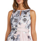 R&M RICHARDS Floral Print Rhinestone Waist Gown Maxi Dress