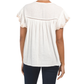 Rachel Zoe Women's Short Sleeve Embroidered Split Neck Blouse Top