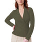 Rachel Roy Women's Drape Neck Long Sleeve Wrap Top