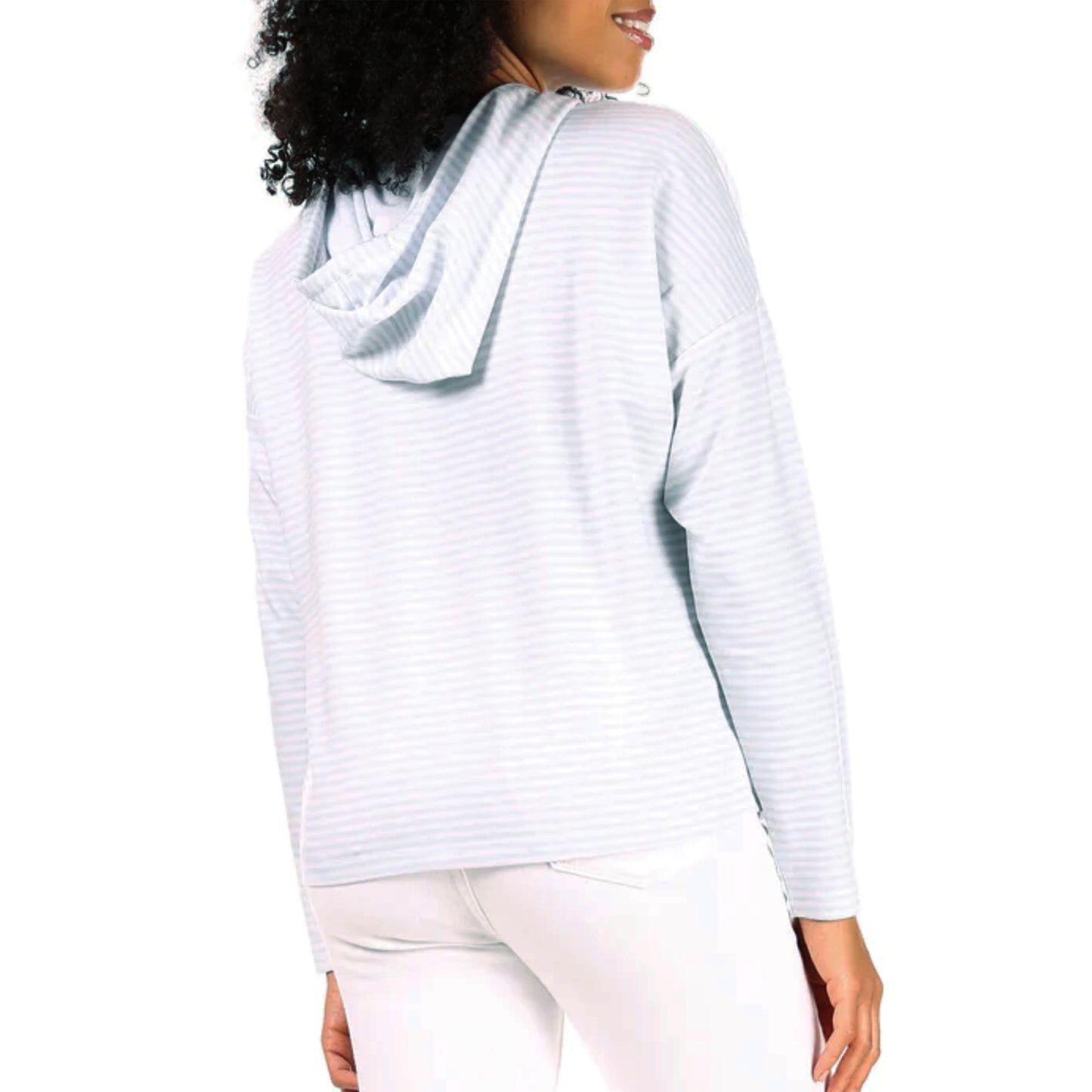 Rae Dunn Women's Ultra Soft Good Vibes Graphic Print Striped Sweatshirt Top Hoodie