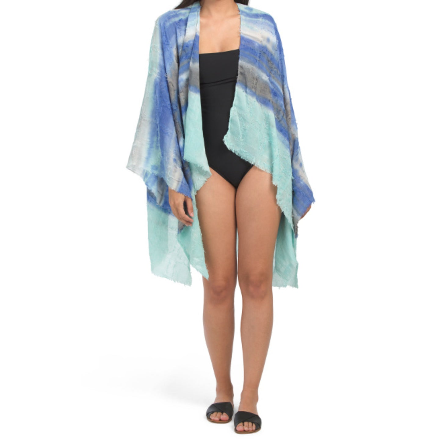 RAJ Women's Ariana Frayed Tie Dye Cover Up Kimono Top