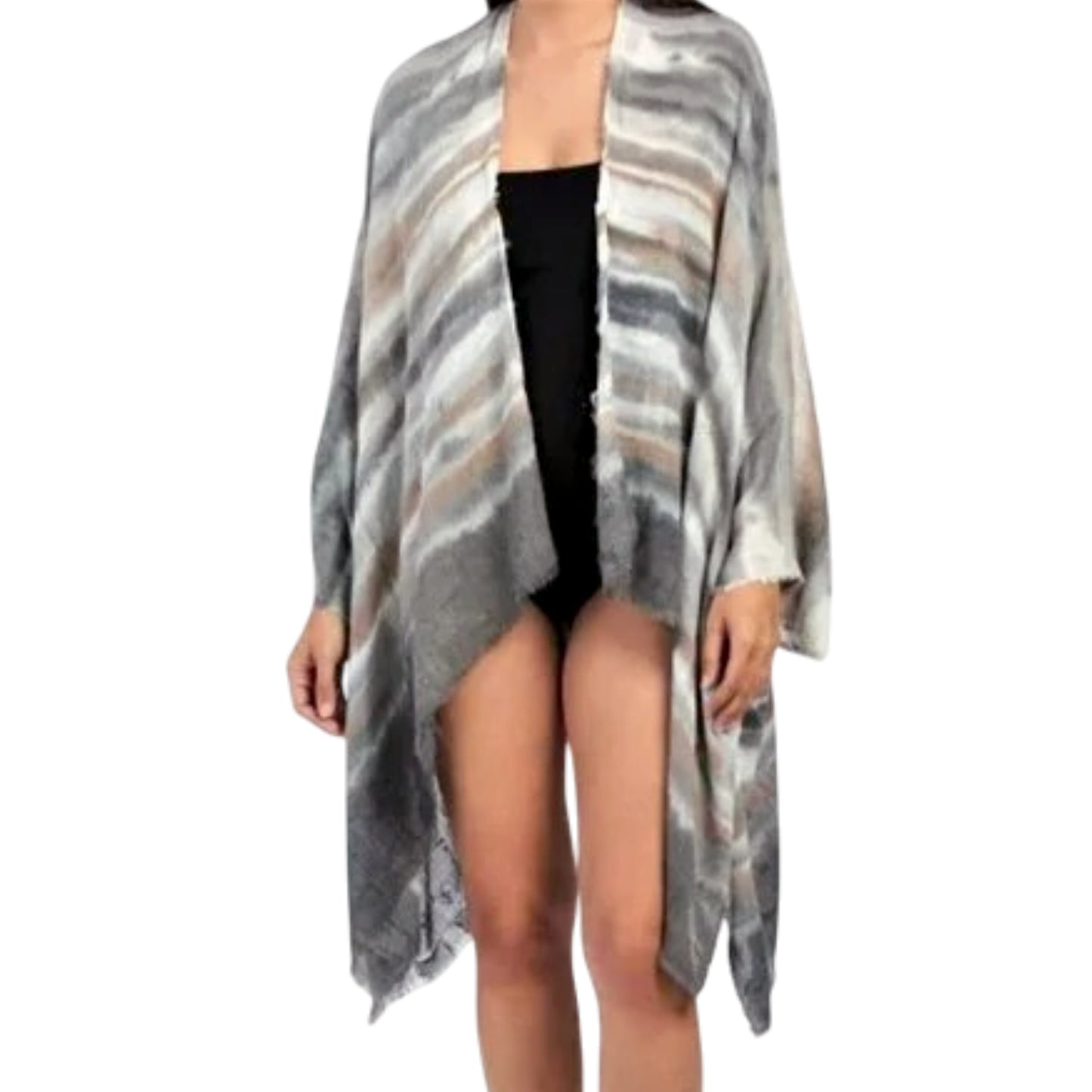 RAJ Women's Ariana Frayed Tie Dye Cover Up Kimono Top