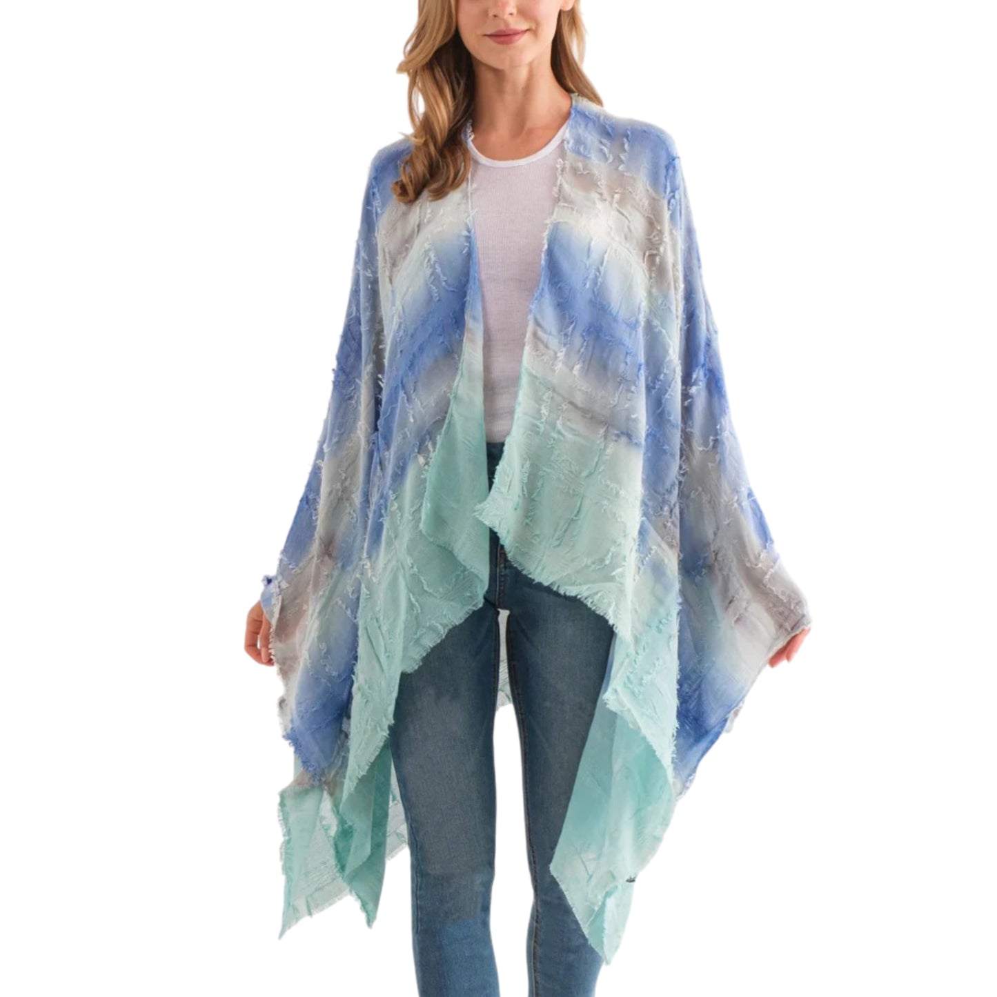 RAJ Women's Ariana Frayed Tie Dye Cover Up Kimono Top