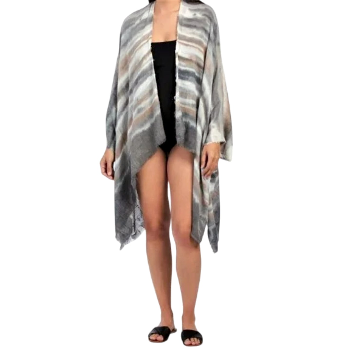 RAJ Women's Ariana Frayed Tie Dye Cover Up Kimono Top