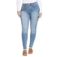 SEVEN7 Women's High Rise Chevron Details Denim Skinny Ankle Jeans