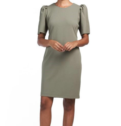 SHARAGANO Women's Elbow Sleeve Shift Mini Dress