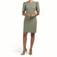 SHARAGANO Women's Elbow Sleeve Shift Mini Dress