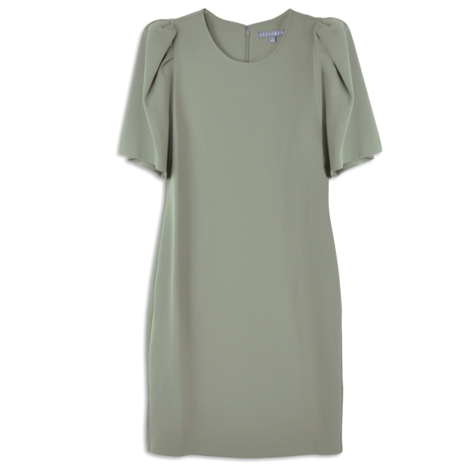 Sharagano Puff Sleeve Crepe Sheath Dress, Size 12 - Olive at Nordstrom Rack Sharagano Puff Sleeve Crepe Sheath Dress, Size 12 - Olive at Nordstrom Rack