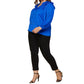 SKIES ARE BLUE Women's Plus Front Tie Ruffle Trim Puff Sleeve Blouse