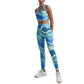 SPLITS59 Women's High Waist Moister Wicking Marbled Print Bardot Leggings and Top Collection