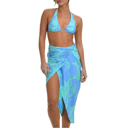 SUNSHINE 79 Women's Fresh Blooms Faux Wrap Floral Pool Beach Swim Cover-up