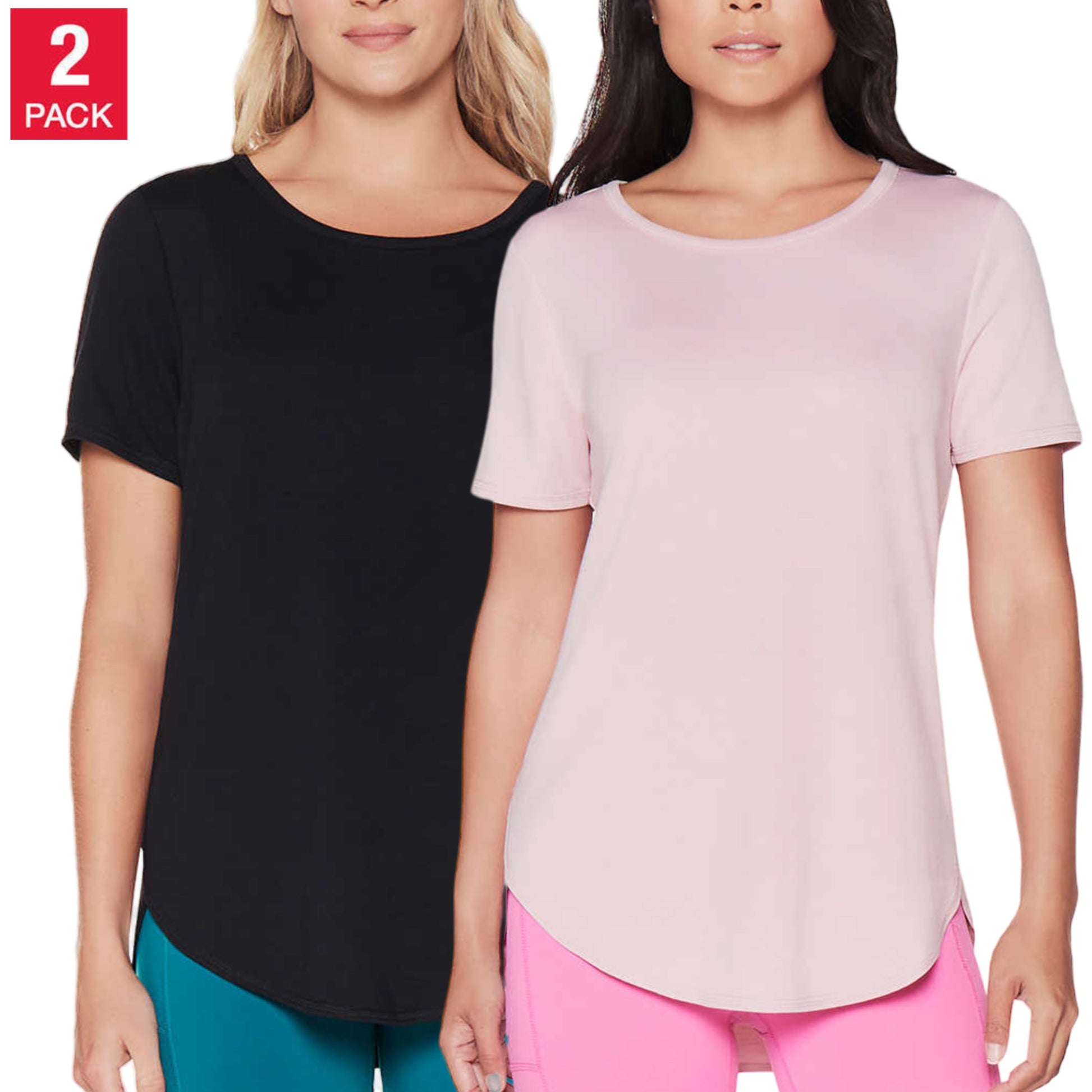 Skechers Women\'s 2-Pack Lightweight Casual T-Shi – Tunic Letay Soft Tee Store Active