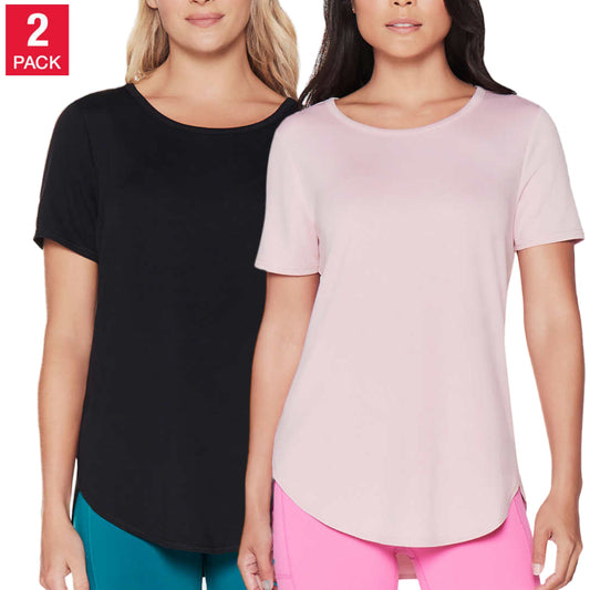 Skechers Women's 2-Pack Lightweight Tee Soft Active Casual Tunic T-Shirt