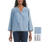 Splendid Women's V-Neck Relaxed Fit Lightweight Denim Blouse Top