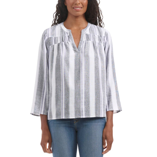 Splendid Women's V-Neck Relaxed Fit Lightweight Denim Blouse Top