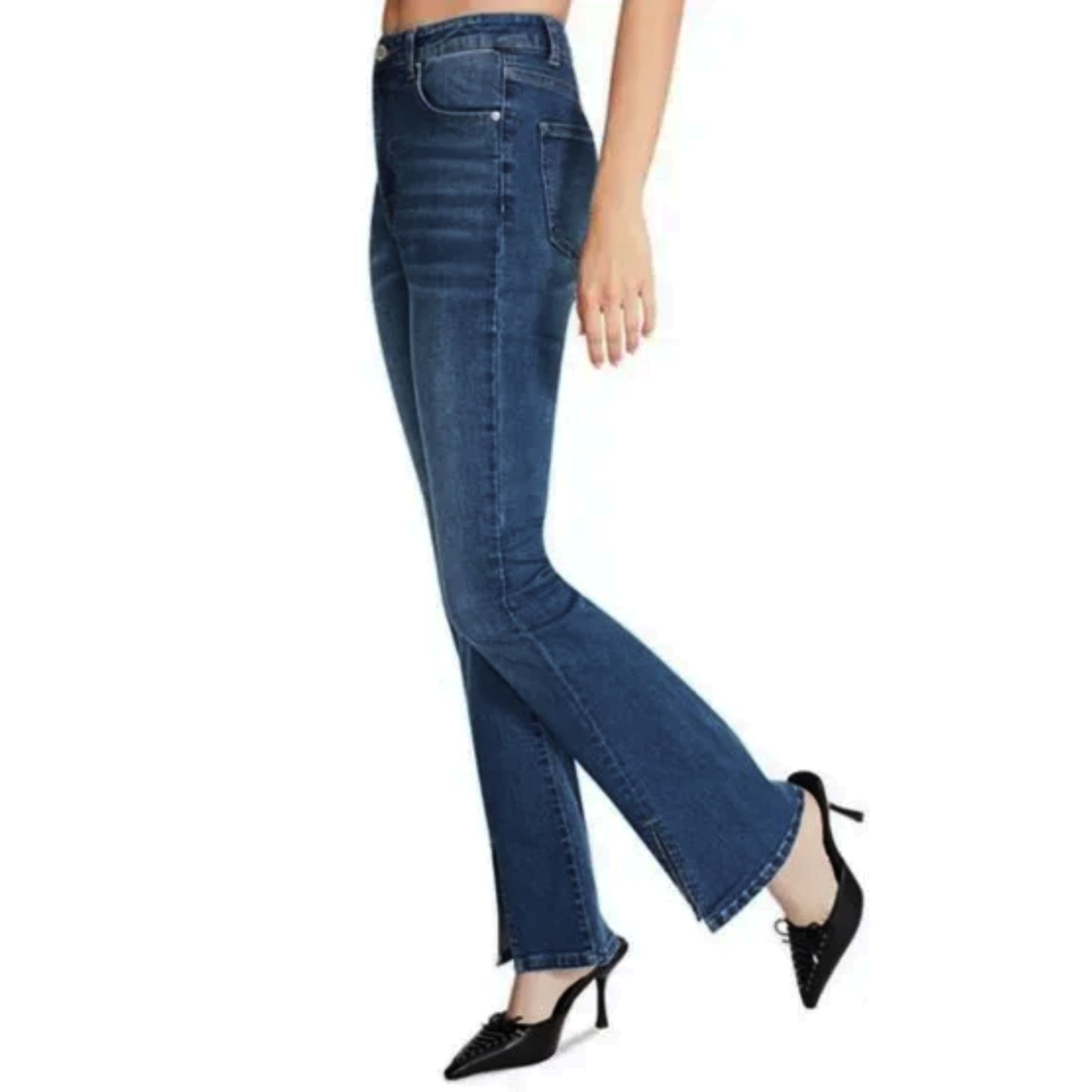 Steve Madden Women's Elia High Rise Ankle Slit Denim Flare Jeans