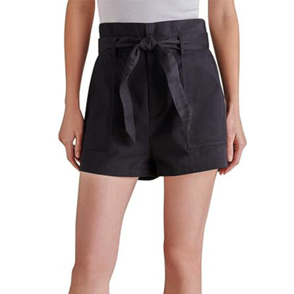 Steve Madden Women's High Rise Paper Bag Brushed Twill Cinch Shorts