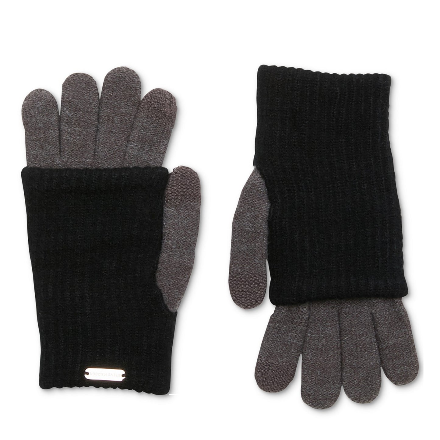 Steve Madden Women's Solid Ribbed Knit Cover Touch Screen Gloves