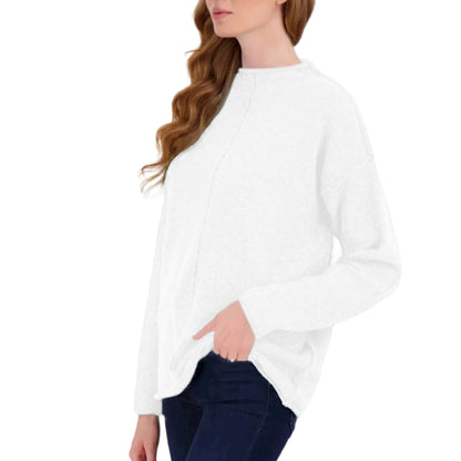 STITCHDROP Funnel Cloud Soft Raw Seam Contrast Stitch Tunic Sweater   S,M,L