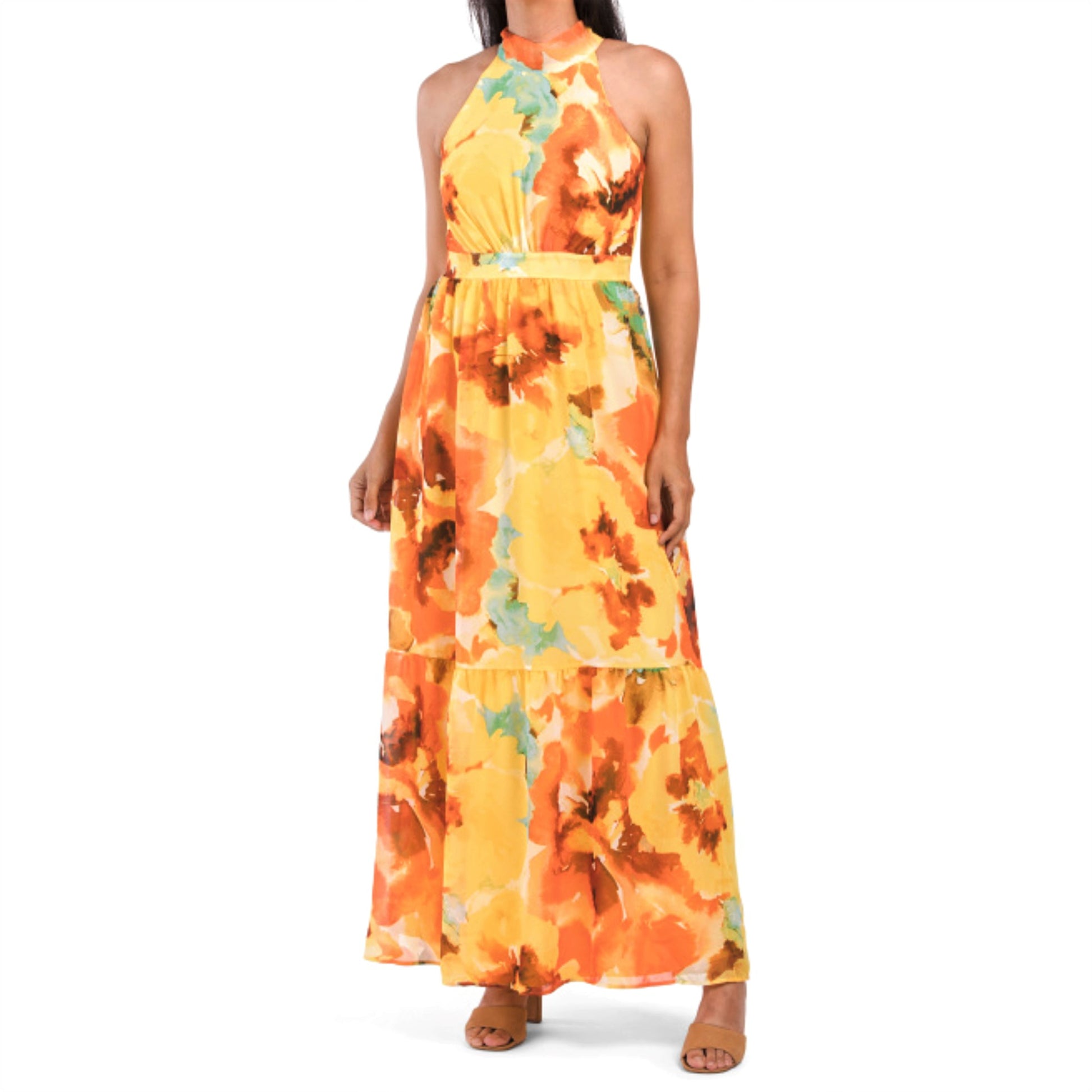tahari maxi dresses Tahari ASL Floral Print Halter Neck Tie Back Chiffon Maxi Dress tahari maxi dresses Tahari ASL Floral Print Halter Neck Tie Back Chiffon Maxi Dress