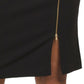 TAHARI ASL Women's Asymmetrical Neck Zip Front Slit Sheath Midi Dress