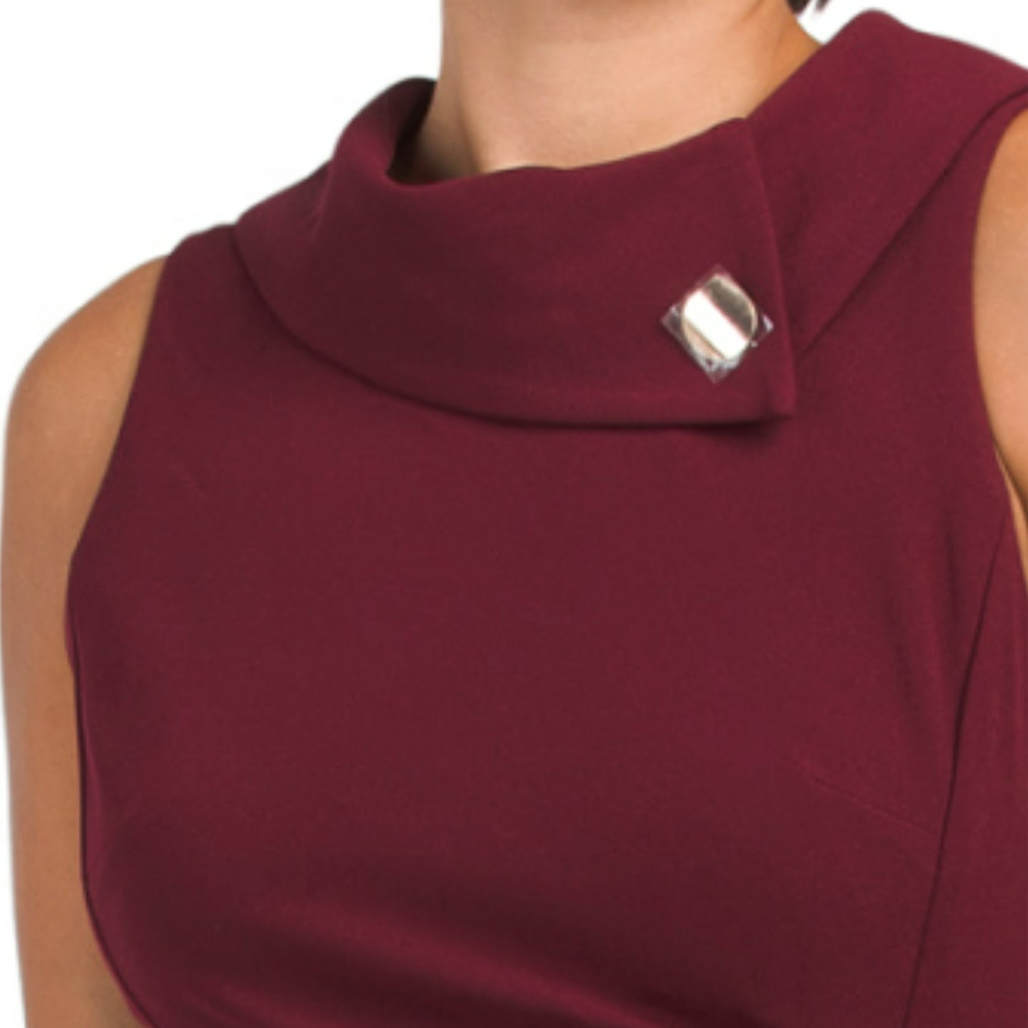TAHARI ASL Women's Envelope Button Collar Pleated Mini Dress