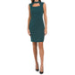 TAHARI ASL Women's Mock Neck Cut Out Pleated Mini Dress