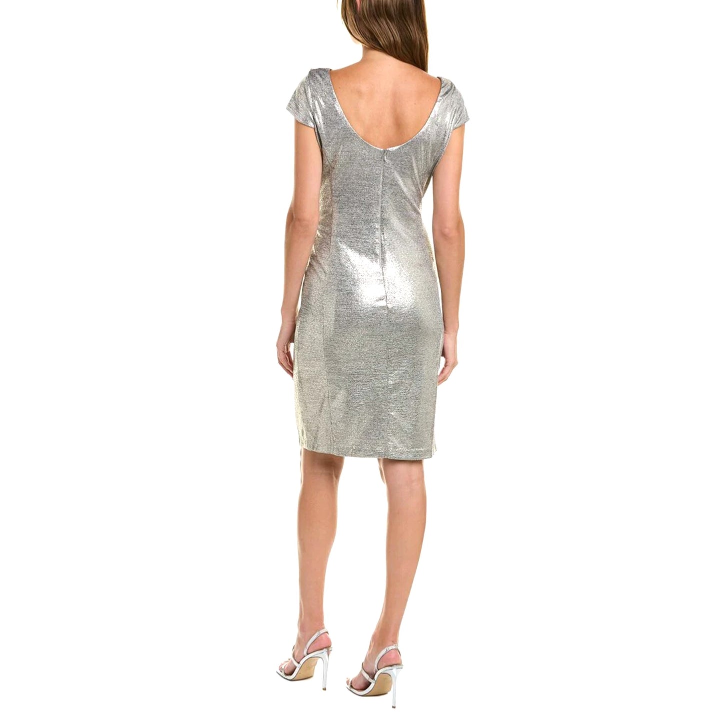 TAHARI ASL Women's Draped Back Metallic Cocktail Mini Dress