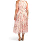 TAYLOR Women's Plus Floral Print Smocked Waist Tiered Halter Midi Dress