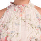 TAYLOR Women's Plus Floral Print Smocked Waist Tiered Halter Midi Dress