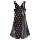 T TAHARI Women's Polka Dot Print Sharkbite Hem Mesh Overlay Midi Dress