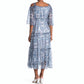 Taylor Women's Off The Shoulder Floral Print Chiffon Smocked Midi Dress