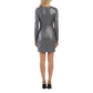 Tiana B Metallic Shimmer Foil Asymmetrical Ruched Cocktail Party Mini Dress