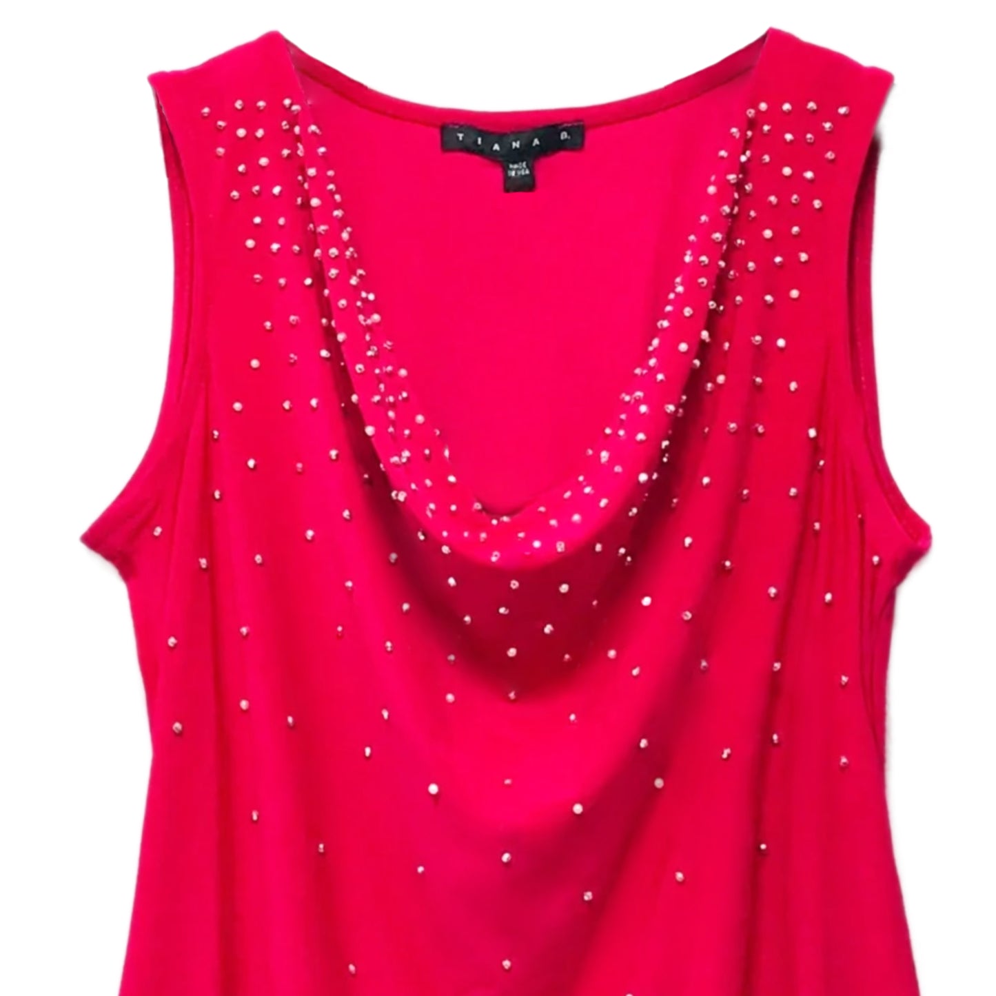 Tiana B Women's Bead Embellished Draped Cowl Neck Party Mini Dress