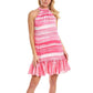 Trina Turk Women's Zuri Striped Ruffle Hem Halter Mini Dress