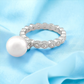 Fashion Women's 925 Sterling Silver Round Eternity Band & Dangle Pearl  Ring