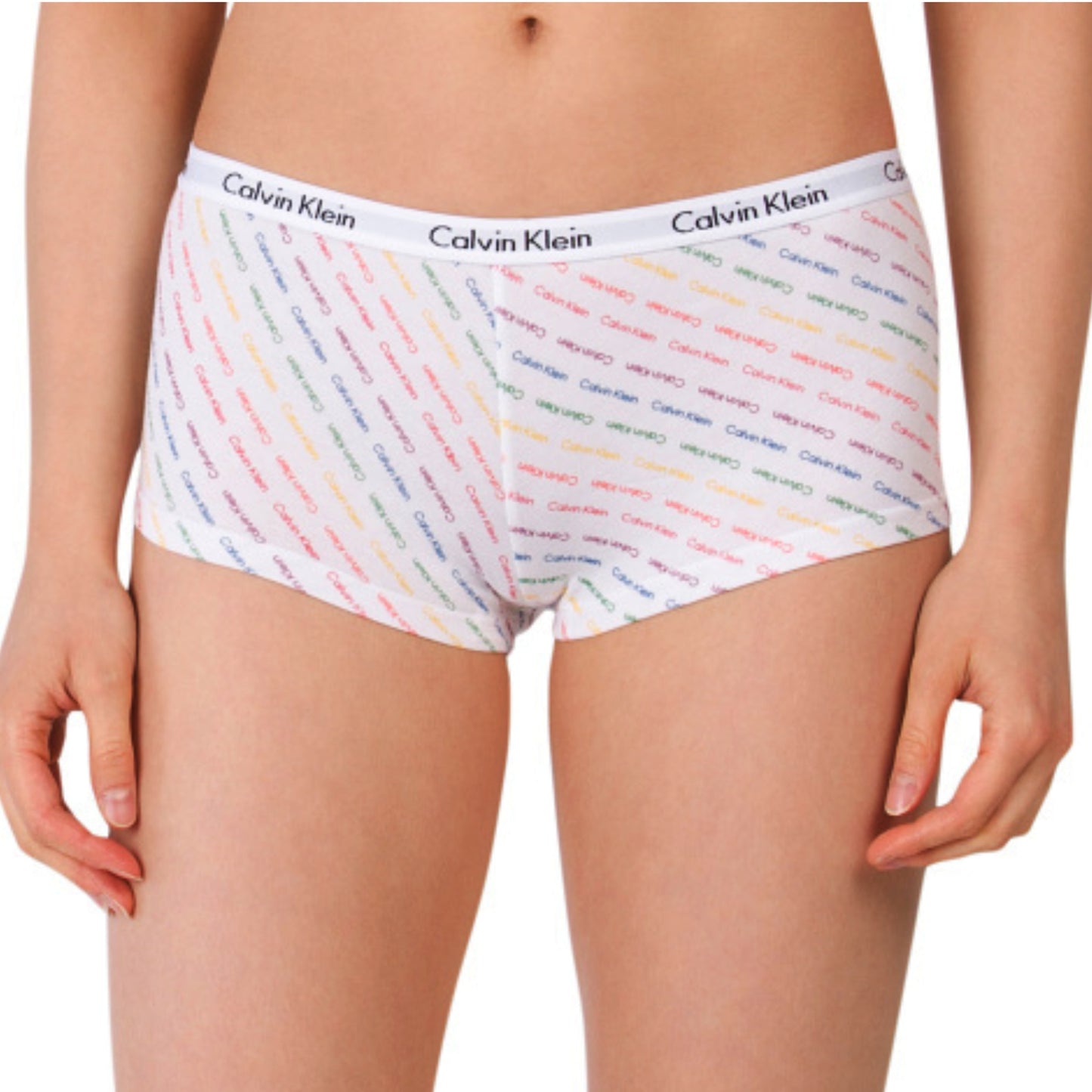 Calvin Klein Women's Rainbow Logo Print Soft Cotton Boyshort Panties
