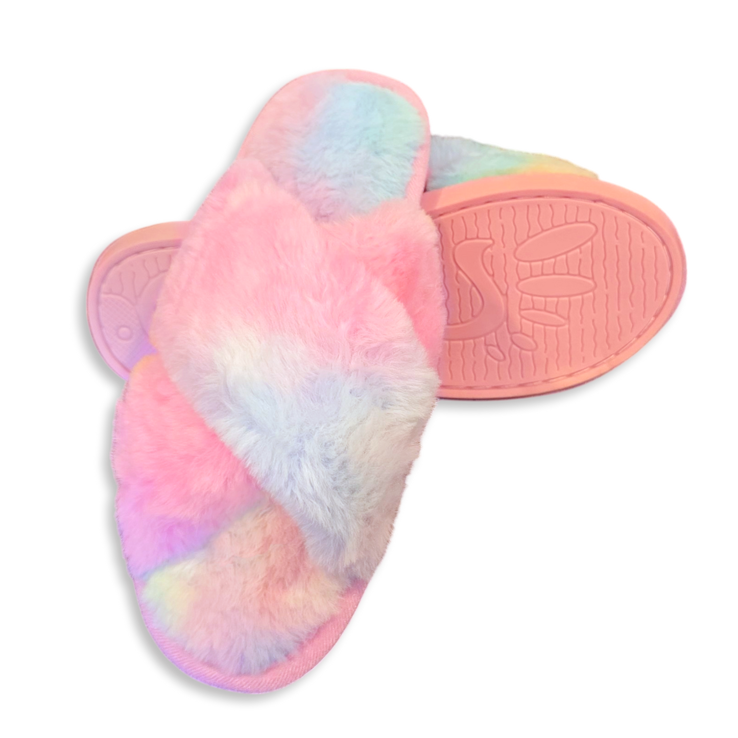 Fadivo Women's Cozy X-Cross Faux Fur Nonslip Outsole Slippers