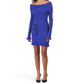 VERTIGO Cowl Neck Pleated Skirt Waist Tie Ribbed Knit Mini Dress