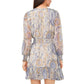Vince Camuto Women's Parsley Print Ruffle Hem Smocked-Waist Long Sleeve Mini Dress