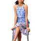 Vince Camuto Women's Mixed Floral Print Halter Neck Asymmetric Midi Dress